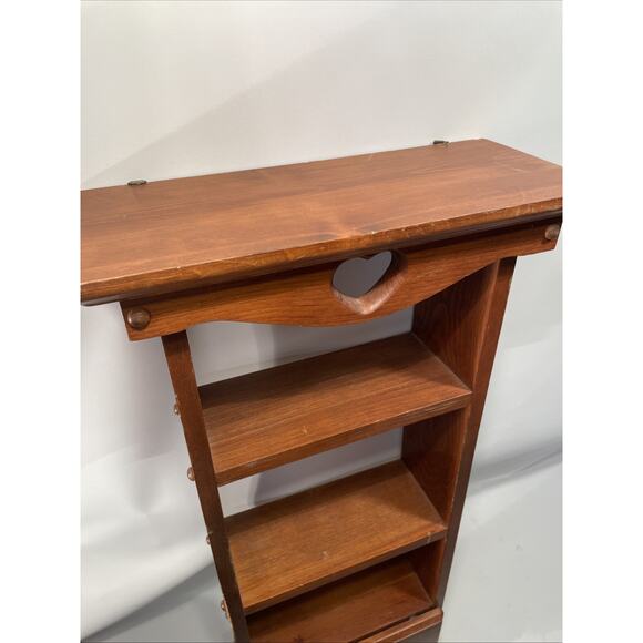 Vintage Rustic Farmhouse Primitive Pine Wood CD Book Shelf Display Curio Etagere - Picture 6 of 16